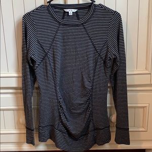 Cabi grey and black striped long sleeve soft top S